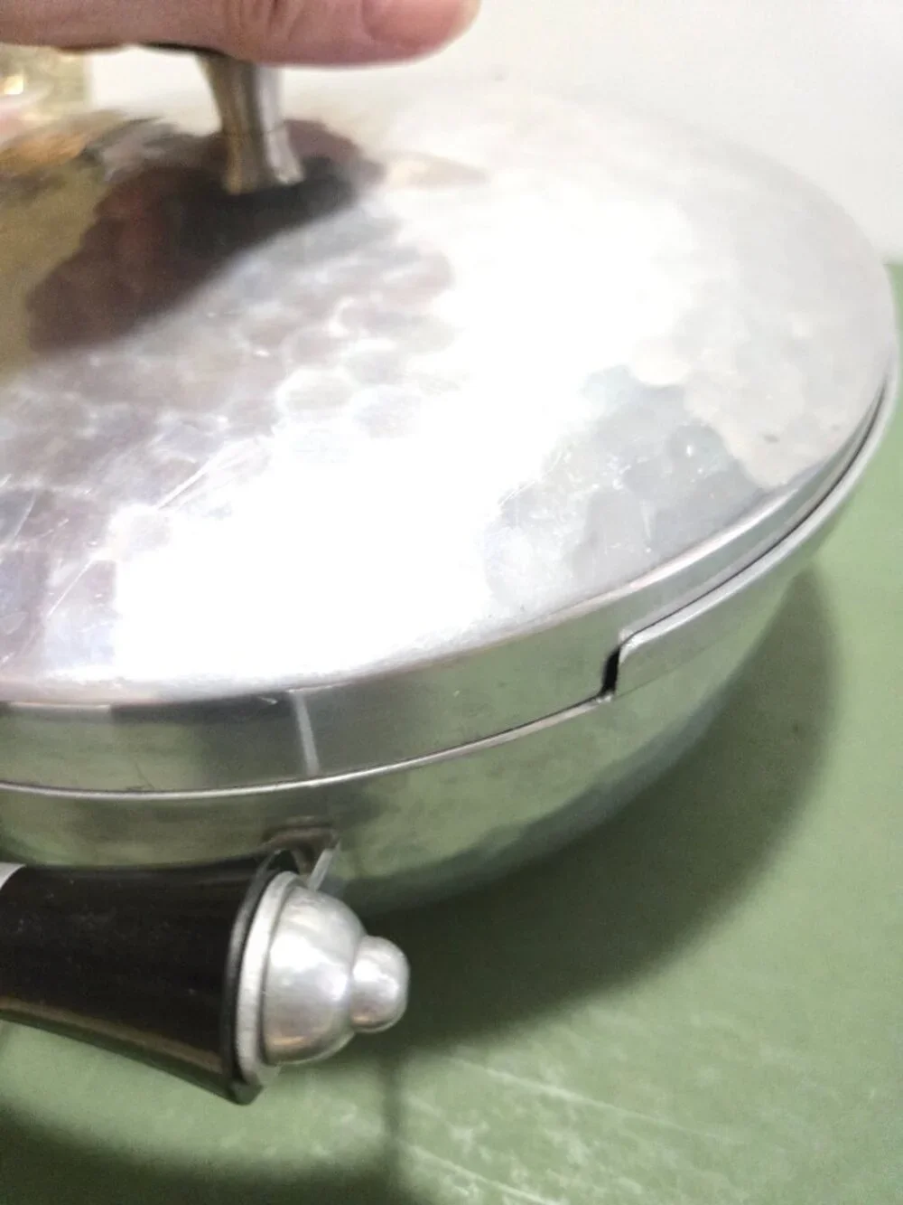 Vintage Aluminum Hammered Finish Pot w/Lid